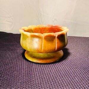 Vintage Alabaster Flower Pillar Candle Holder